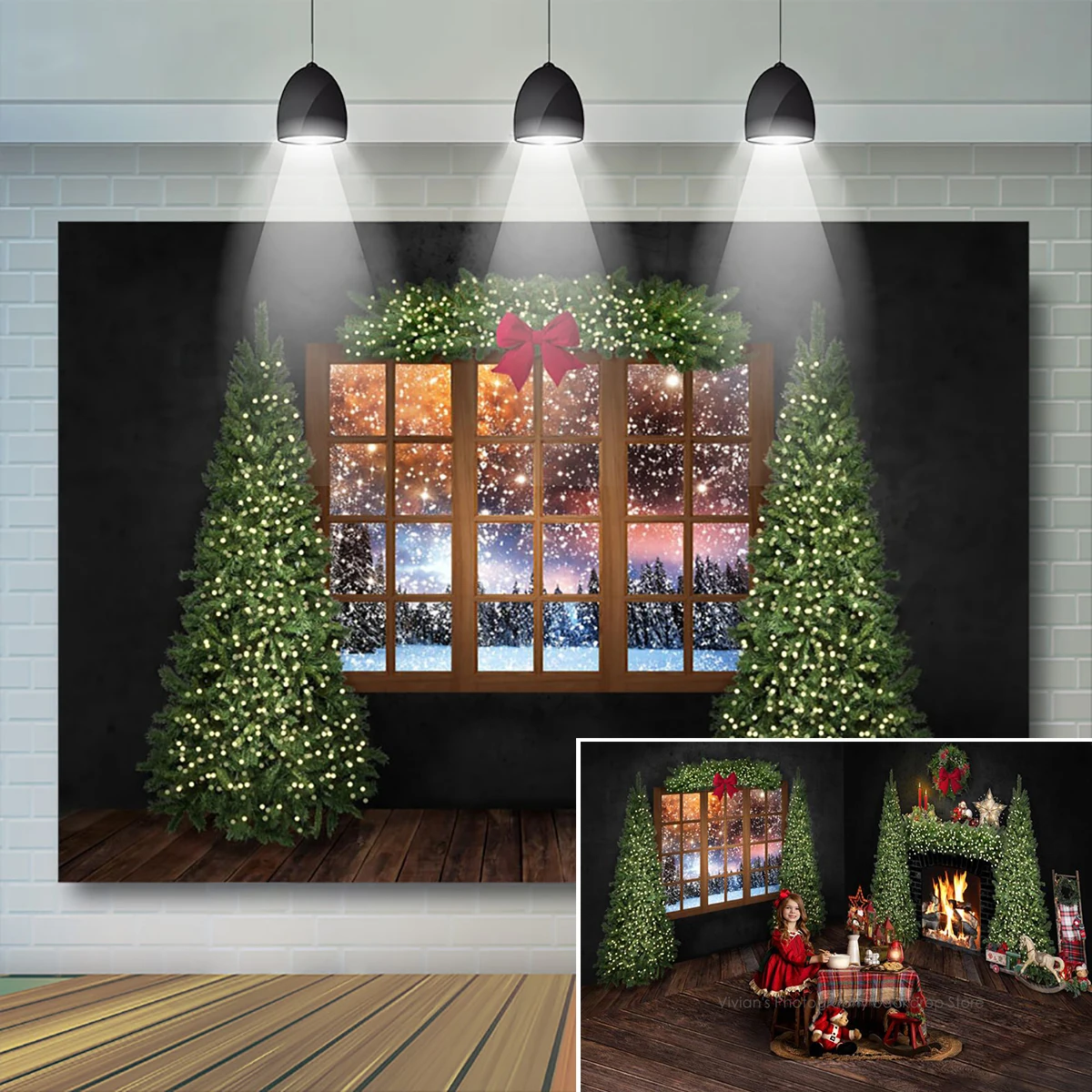 Banner Kids Toys - Świąteczne tło polarnych noczy, baner fotograficzny